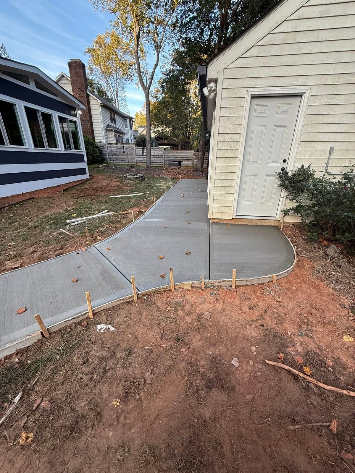 Custom Concrete Walkways project completed in Charlotte, NC by Local Concrete Contractor — pay-on-completion contractor, no deposit required, licensed and insured in North Carolina.